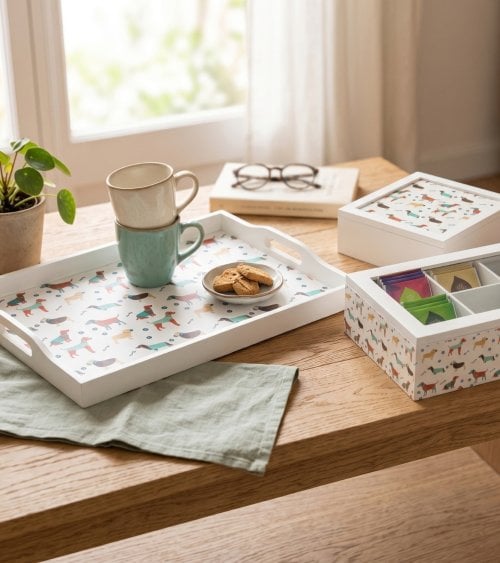 Caja de té Amico Cuadrada de MDF