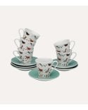 Set de 6 Tazas y Platos Amico para Café de Porcelana