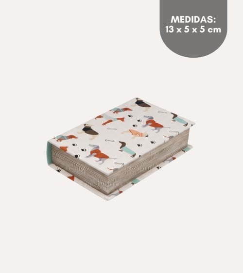Libro Decorativo con Compartimento Amico de Lienzo y Madera