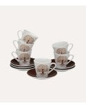 Set de 6 Tazas y Platos Gaia para Café de Porcelana