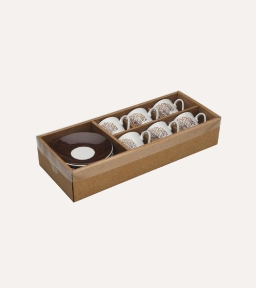 Set de 6 Tazas y Platos Gaia para Café de Porcelana