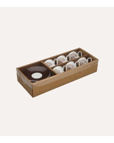 Set de 6 Tazas y Platos Gaia para Café de Porcelana