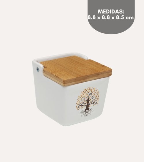 Salero Gaia de Cerámica con Tapa de Bambú