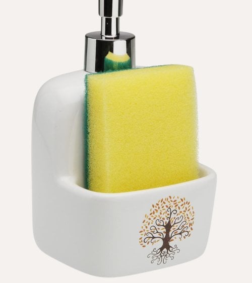 Dispensador de Jabón Gaia con Estropajo de Cerámica