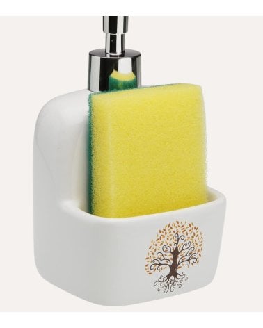 Dispensador de Jabón Gaia con Estropajo de Cerámica