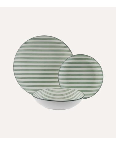 Vajilla de 18 Pieza Anne A Rayas de Porcelana