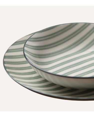 Vajilla de 18 Pieza Anne A Rayas de Porcelana
