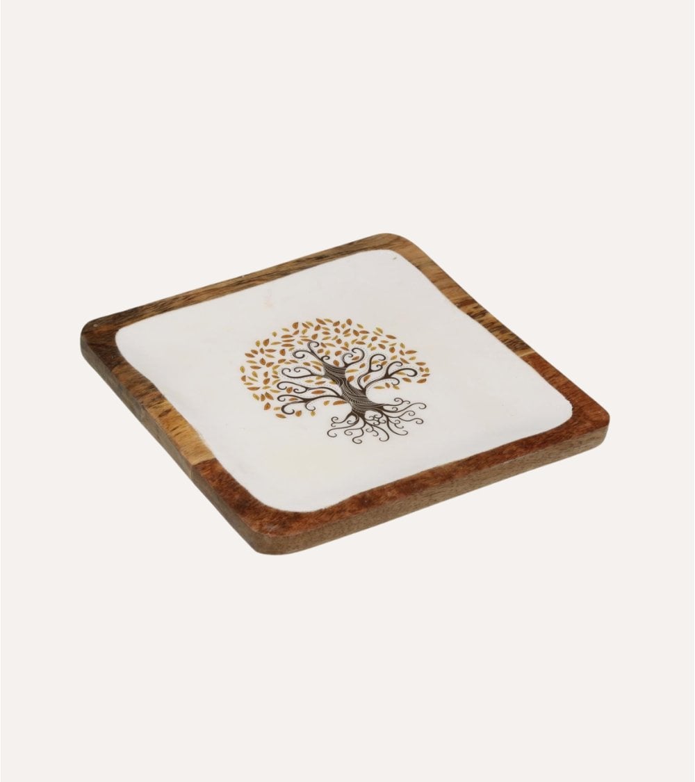 Centro de Mesa Gaia Cuadrado de Madera de Mango