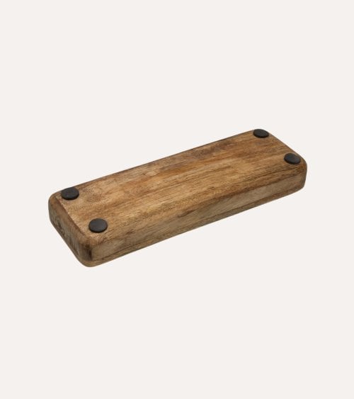 Centro de Mesa Gaia con 3 Compartimentos de Madera de Mango