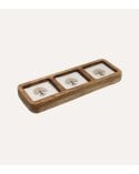 Centro de Mesa Gaia con 3 Compartimentos de Madera de Mango