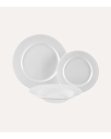 Vajilla de 18 Pieza Puntos con Relieve de Porcelana