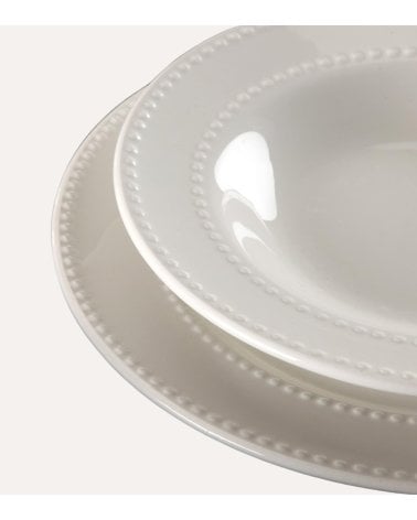 Vajilla de 18 Pieza Puntos con Relieve de Porcelana