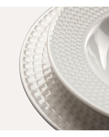 Vajilla de 18 Pieza Mimbre con Relieve de Porcelana