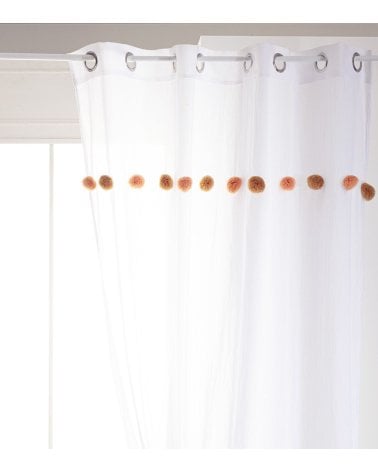 Cortina Decorativa con Pompones, Tamaño 140x240cm, Ideal para Hogar y Oficina-1