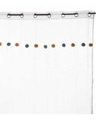 Cortina Decorativa con Pompones, Tamaño 140x240cm, Ideal para Hogar y Oficina-4