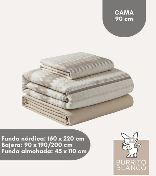 Juego de Funda Nórdica Reversible Geométrica con Bajera de Algodón y Poliéster