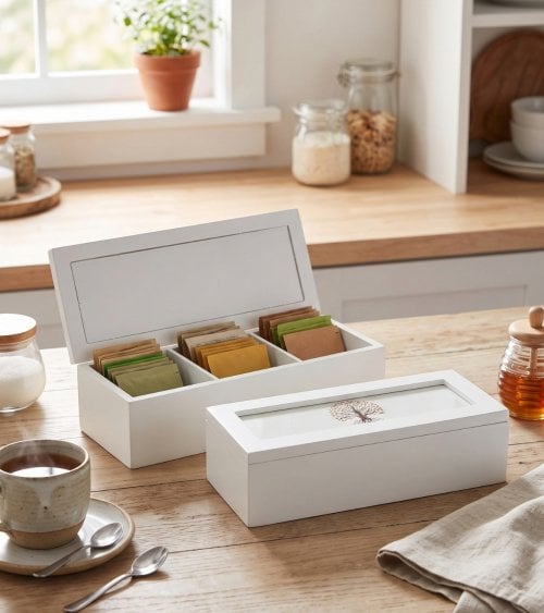 Caja de té Gaia Rectangular de MDF
