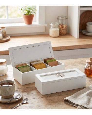 Caja de té Gaia Rectangular de MDF