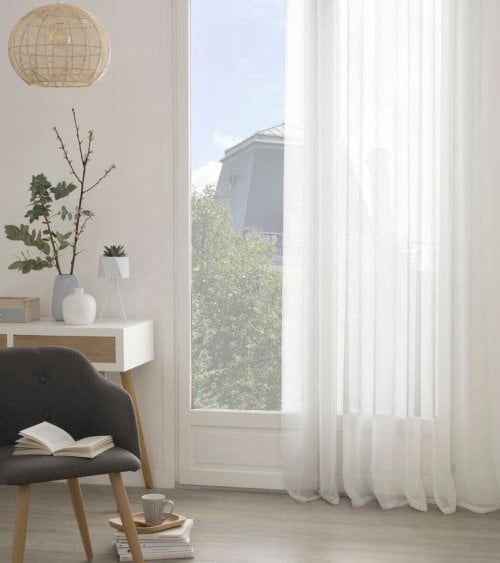 Cortina Blanca Georgette de Alta Calidad Tamaño 140x240 cm para Hogar y Oficina-1