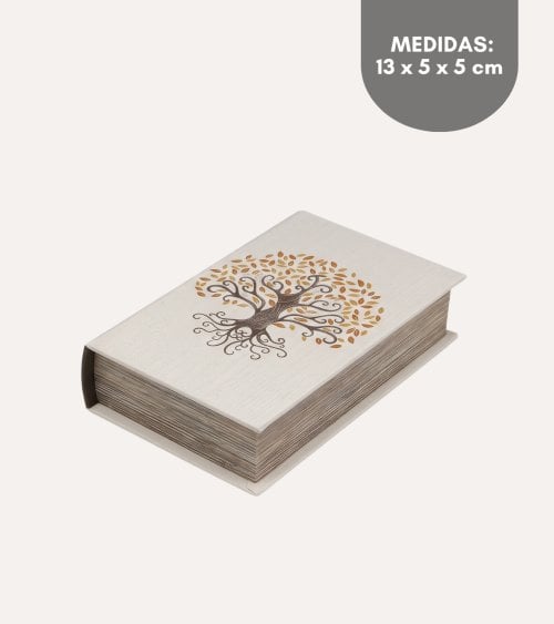 Libro Decorativo con Compartimento Gaia de Lienzo y Madera