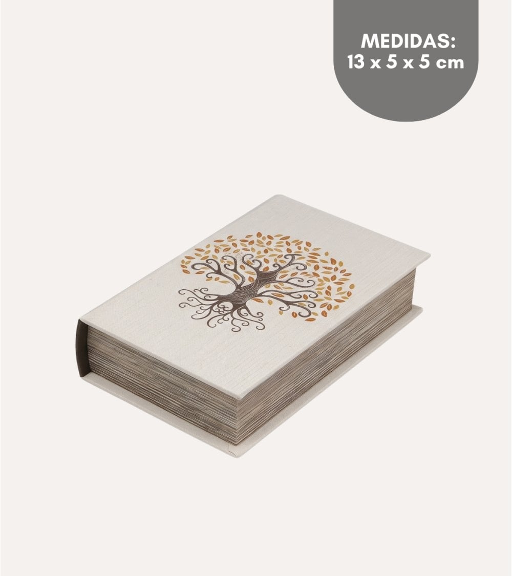 Libro Decorativo con Compartimento Gaia de Lienzo y Madera