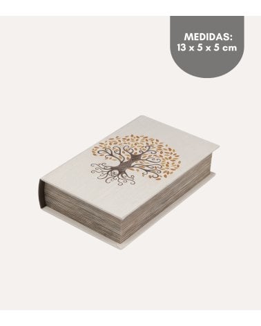 Libro Decorativo con Compartimento Gaia de Lienzo y Madera
