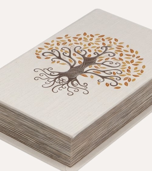 Libro Decorativo con Compartimento Gaia de Lienzo y Madera