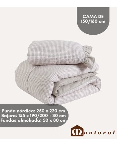 Juego de Funda Nórdica Vichy Wash Reversible de 100% Algodón