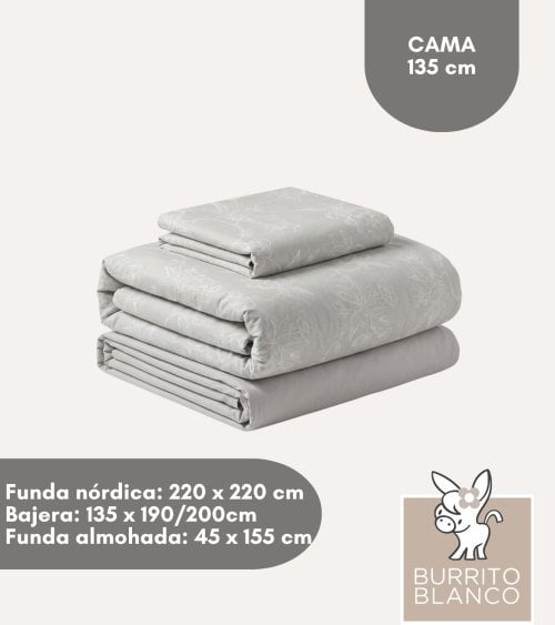 Juego de Funda Nórdica Reversible de Flores con Bajera de Algodón