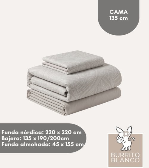 Juego de Funda Nórdica Reversible de Líneas con Bajera de Algodón