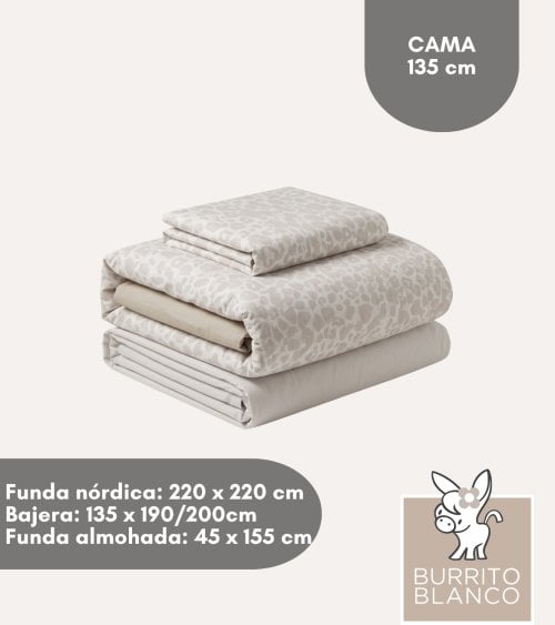 Juego de Funda Nórdica Reversible Animal Print con Bajera de Algodón y Poliéster