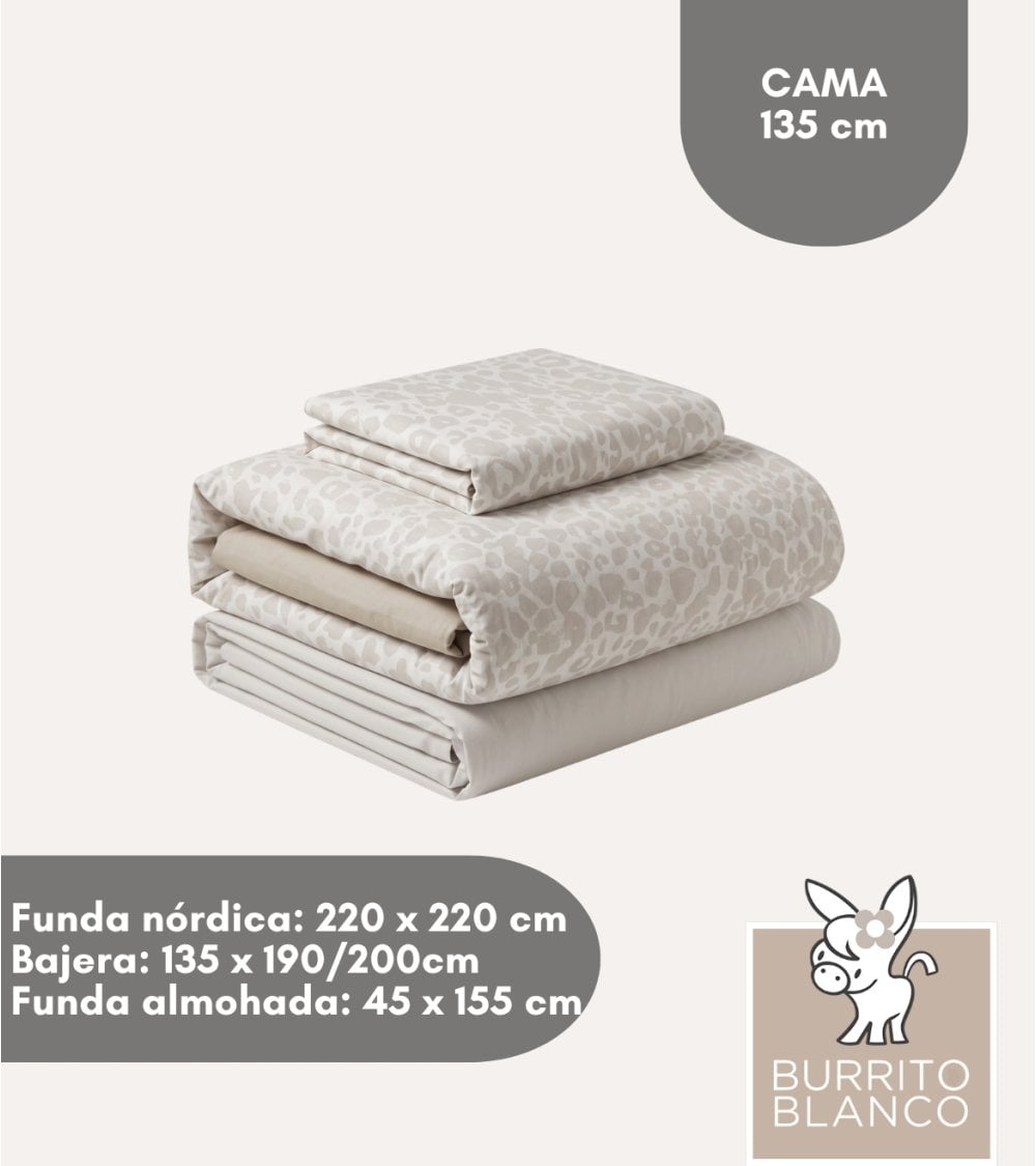 Juego de Funda Nórdica Reversible Animal Print con Bajera de Algodón y Poliéster