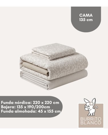 Juego de Funda Nórdica Reversible Animal Print con Bajera de Algodón y Poliéster