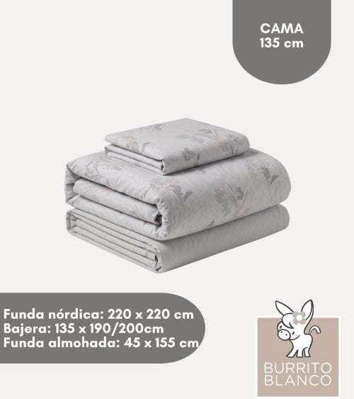 Juego de Funda Nórdica Reversible Floral con Bajera de Algodón y Poliéster