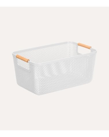 Cesta Organizativa de Plástico y Asa de Bambú