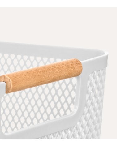 Cesta Organizativa de Plástico y Asa de Bambú
