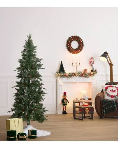 Árbol de Navidad Skyrise Estrecho con Pinos y Bayas