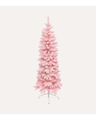 Árbol de Navidad Rosa Nevado de Plástico y Acero