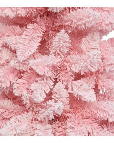 Árbol de Navidad Rosa Nevado de Plástico y Acero