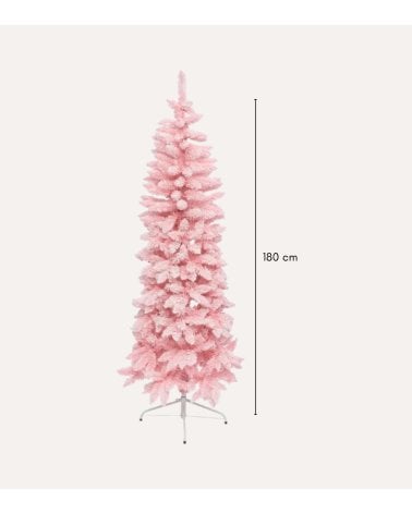 Árbol de Navidad Rosa Nevado de Plástico y Acero
