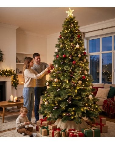 Árbol de Navidad Maxi Wyonming Nevado con Bayas y Piñas