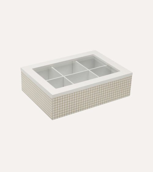 Caja de Té Amelie con 6 Compartimentos de Madera