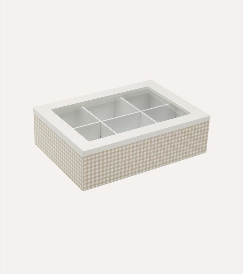 Caja de Té Amelie con 6 Compartimentos de Madera