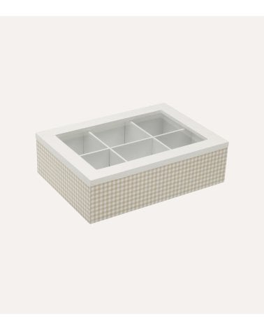 Caja de Té Amelie con 6 Compartimentos de Madera