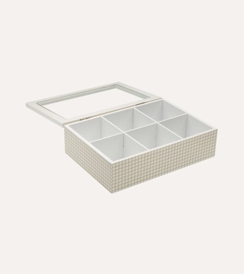 Caja de Té Amelie con 6 Compartimentos de Madera