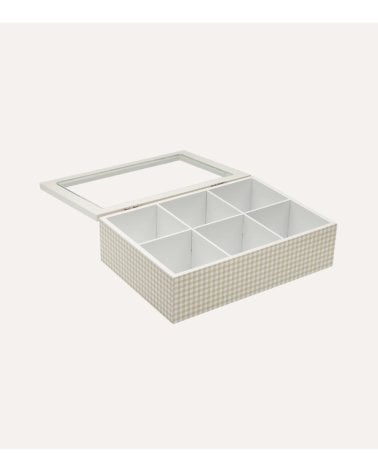 Caja de Té Amelie con 6 Compartimentos de Madera