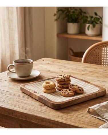 Centro de Mesa Amelie Cuadrado de Madera de Mango