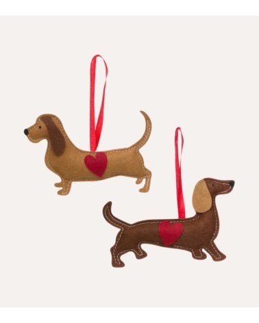 Colgante Perro Salchicha Navideño para Árbol