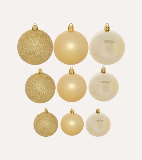 Set de 100 Bolas Brillante, Purpurina y Mate para Árbol