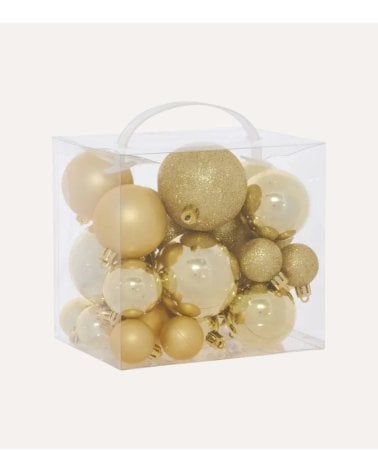 Set de 35 Bolas Brillantes con Tamaños Variados para Árbol